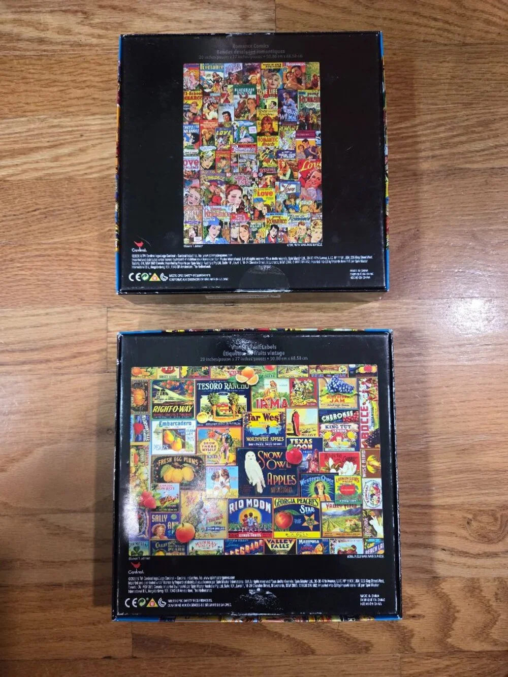 Cardinal Jigsaw 1000 Pc Puzzles Lot of 2, Romance Comics & Fruit Labels